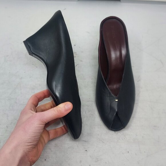 KHAITE Shoes - Khaite WOMENS Black Cloak Peep Toe Mule Sandal